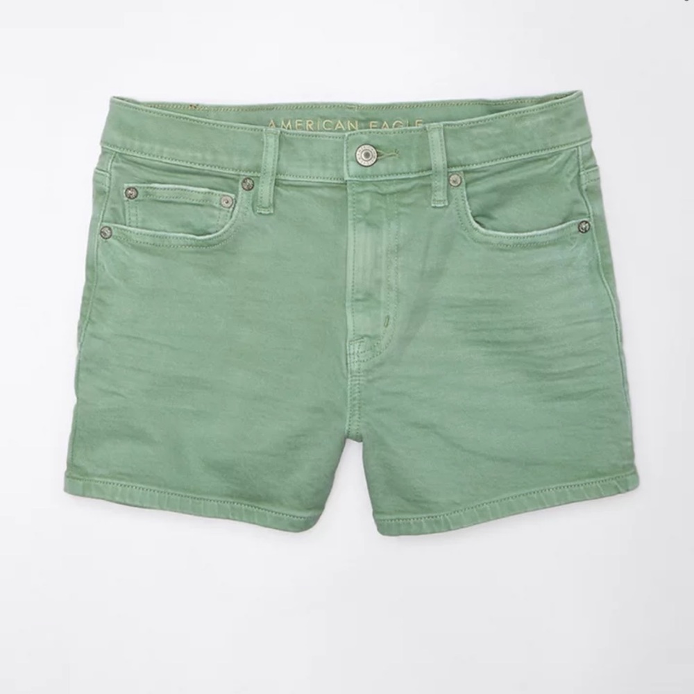 AE size 4 green high waisted denim shorts
